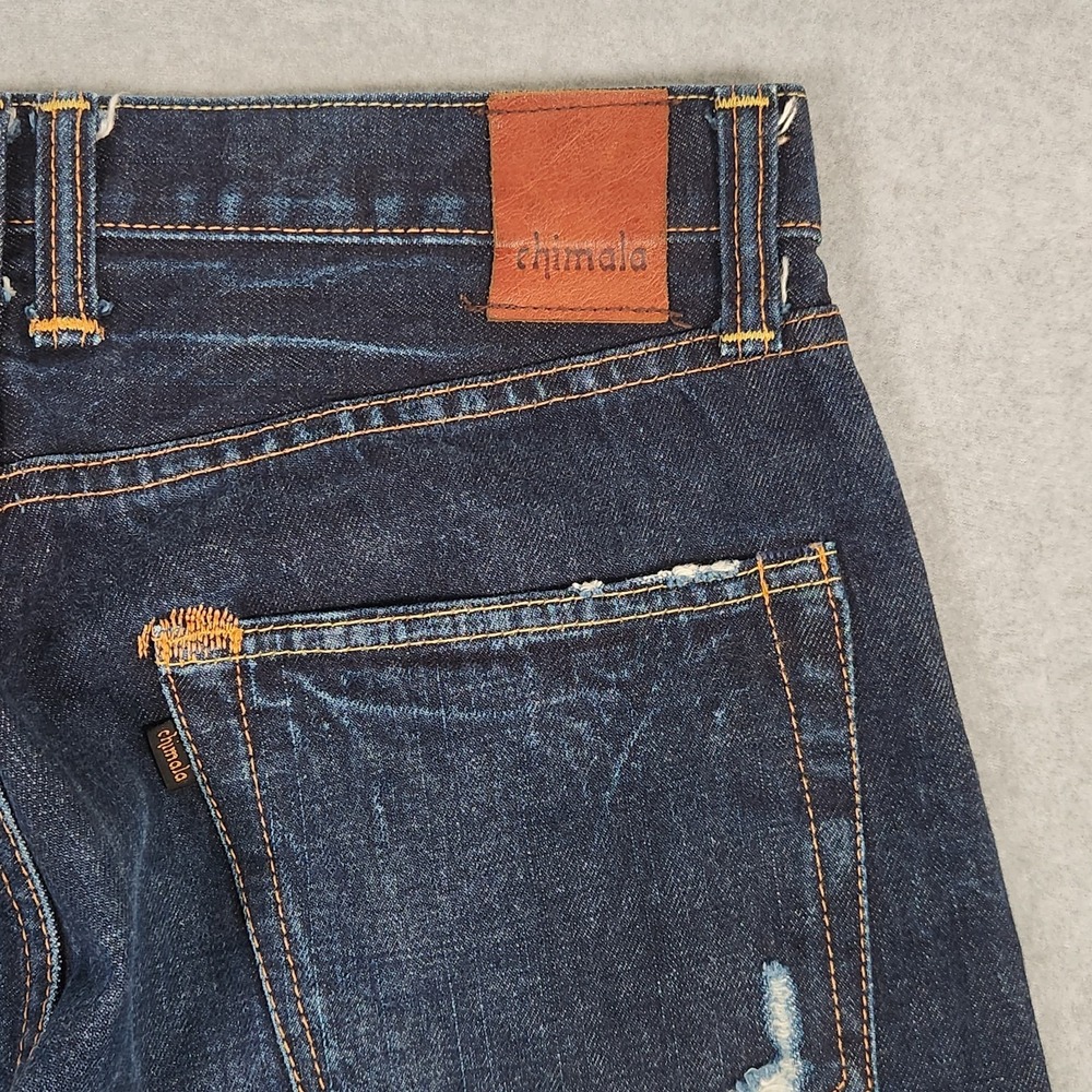 Chimala Jeans 31x34 Blue Raw Denim Straight Button Fly Distressed Made In Japan - Picture 9 of 16